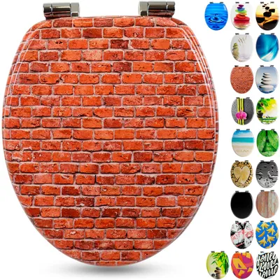Produktbild von Sanfino® Premium WC Sitz "Bricks" hochwertiger Toilettendeckel mit Absenkautomatik aus Holz, einfache Montage