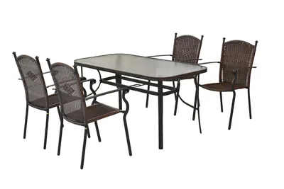 Obrázek produktu pro Sada zahradního nábytku Merxx "Roma" 5ks se stolem 150 x 80 cm - hliníkový rám grafit s plastovým proutím čokoládová barva