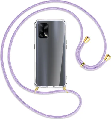 Produktbild von Handykette Backcover-Schutzhülle mit Band (Metall goldfarben) für Oppo A74 4G, Oppo F19 4G - violett