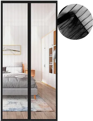 Zdjęcie produktu dla Moskitiera do drzwi balkonowych 105x220 Magnetyczna moskitiera Ochrona przed owadami Czarna