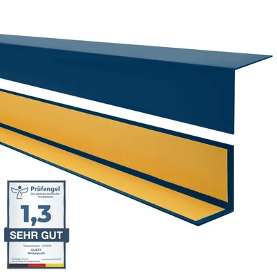 Obrázek produktu pro QUEST Rohová lišta PVC 15x15mm, 1m, Samolepicí, tvrdý ochranný roh na zeď, KTK, L profil, tmavě modrá