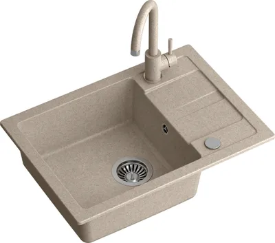 Produktbild von QUADRON Spülbecken Spüle Küche Granit | Größe 62 x 44 x 17,5 cm Beige | GO SMART Granitspüle Einzelbecken-Spüle | Einbauspüle mit Küchenarmatur | Einbeckenspüle Küchenspüle