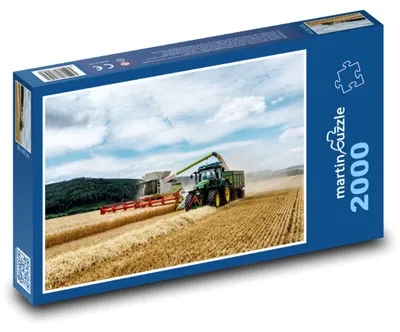 Obrázek produktu pro Puzzle 2000 Sklizeň obilí s kombajnem a traktorem - martinpuzzle