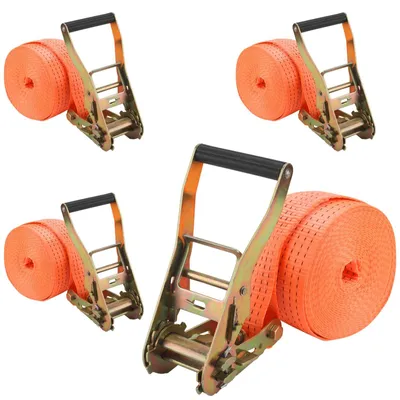Image de Sangles de tension avec crochet - 2000 kg - 8 m - 50 mm - Sangles d'arrimage - Sangles de chargement - Lot de 4 pièces