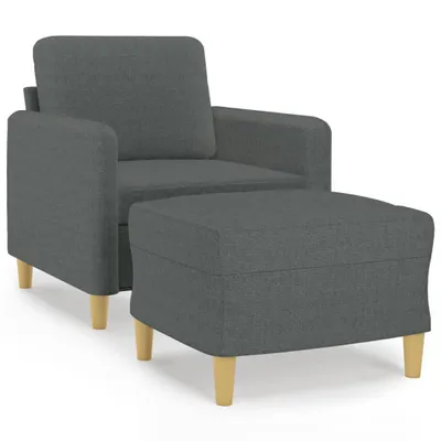 Produktbild von vidaXL Sessel mit Hocker Dunkelgrau 60 cm Stoff