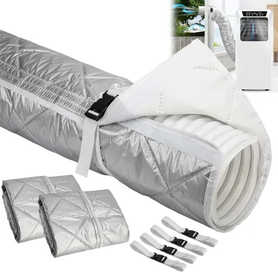 Obrázek produktu pro 2 kusy krytů na hadice o rozměrech 147 x 58 cm, určené pro přenosné klimatizace – izolace pro klimatizační hadice, ochranný obal