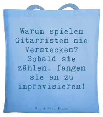 Produktbild von Mr. & Mrs. Panda Tote Bag Spruch Gitarre Improvisation - Sky Blue - Geschenk, Schultasche, Lernen, Liebe, Freiheit, Musik, Jutebeutel, Shopping Tasche, Tragetasche