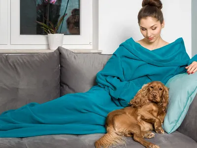 Immagine prodotto di Coperta calda con maniche - blu