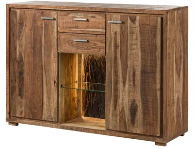 Immagine prodotto di MASSIVMOEBEL24 | BARK #114 Credenza in legno di acacia laccato / natur 145x40x101