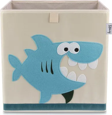 Immagine prodotto di Lifeney Contenitore per bambini I pratico contenitore per ogni cameretta I Scatola dei giochi per bambini I Grazioso contenitore per giocattoli I Cesto per riporre i giocattoli dei bambini (squalo chiaro)