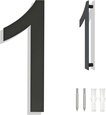 Imagen del producto de Número de casa de acero inoxidable, 15,2 cm de alto, diseño moderno, color  y gris, para uso en exteriores