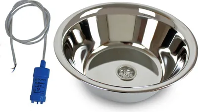 Image de Évier en inox Camping Évier 28 cm Ø + pompe Bateau Camping-car