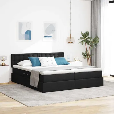 Immagine prodotto di Maison Exclusive - Letto contenitore con materasso Nero 200 x 200 cm Pelle finta