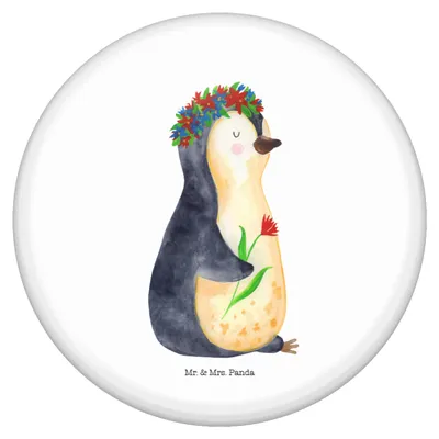 Produktbild von Mr. & Mrs. Panda Pin Pinguin Blumen - Weiß - Geschenk, Wunderschön, Anstecker, Blumenliebe, Ansteckschmuck, Geschenkidee, Button, Pinguine, Leben, Plakette, Badge