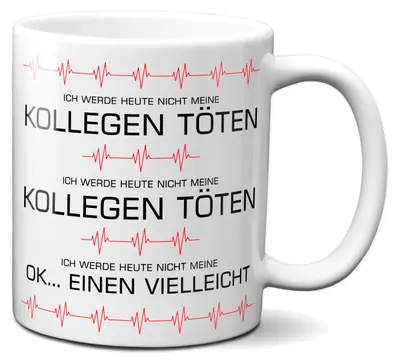 Produktbild von TassenKing Tasse fürs Büro Ich werde nicht meine Kollegen töten… Ok vlt einen, Kaffeetasse Kollegin Kollege Humor Geschenk Geschenkidee Schreibtisch Arbeit Kaffee-Becher (Weiß)