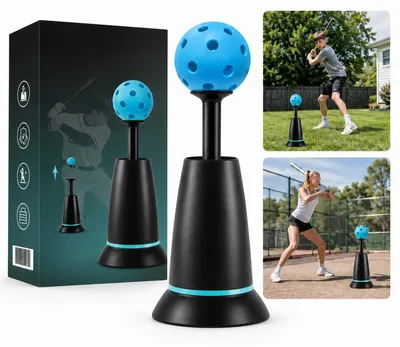 Produktbild von Baseball Schlagtrainer höhenverstellbar, Baseball Tee Trainer mit Trainingsball, Baseball Trainingsgerät für Baseball & Softball, Schlagtraining ohne Werfer