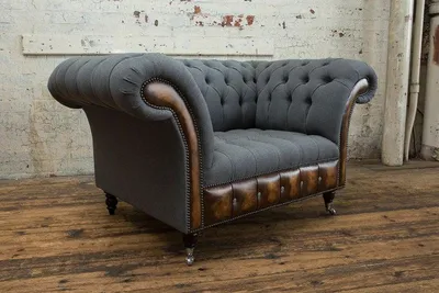 Obrázok produktu pre Elegantný Chesterfield 1-Miestny Kreslo S Drevenými Nohami A Klasickým Dizajnom Z Látky A Kože