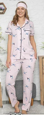 Produktbild von Damen Pyjama Schlafanzug Hellrosa XL Kurz Baumwolle mit Knöpfen 2 Teiler S-96