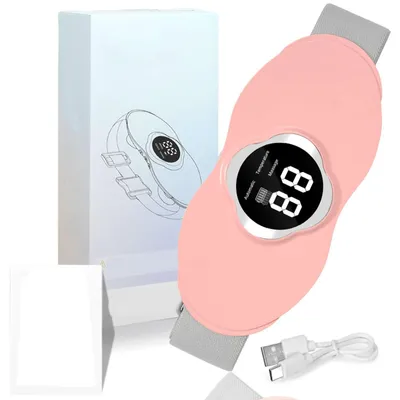 Produktbild von Zimilo Elektrischer Wärmegürtel mit Massage & Wärme, wiederaufladbarer Bauchmassagegürtel, 15 Stufen, 3 Modi, für Taille, Bauch & Lendenbereich, Rosa