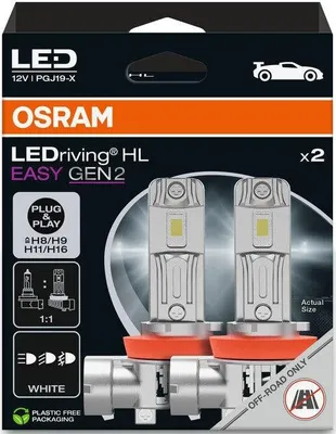 Produktbild von OSRAM LEDriving HL EASY GEN2 H8 H9 H11 H16 6500K 26W 12V Hängende Faltbox X2 Stück
