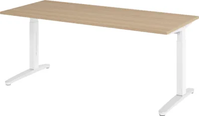 Produktbild von bümö Schreibtisch Serie-XB - Größe:  180 x 80 cm, Nachbildung: Eiche, Gestell: Weiß/Alu poliert