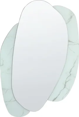 Zdjęcie produktu dla BELIANI Lustro ścienne białe 80 x 117 cm efekt marmuru dekoracja wisząca w stylu nowoczesnym nieregularny kształt