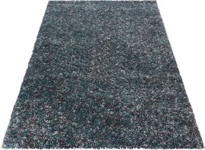 Produktbild von Teppich Wohnzimmer Hochflor Blau 120x170 Rechteck Meliertes Design aus Polypropylen