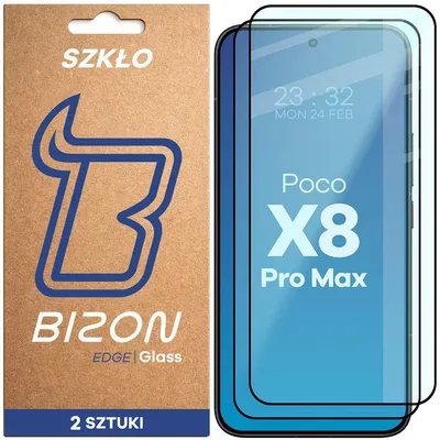Produktbild von 2x Gehärtetes Glas für Xiaomi POCO X8 Pro Max, Bizon Glass Edge Duo, Schwarzer Rahmen
