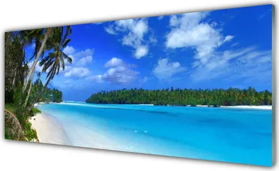 Produktbild von Glasbilder 125x50 Wandbild Druck auf Glas Strand Palmen Südsee Landschaft