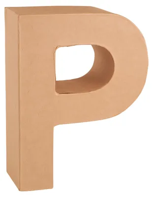 Produktbild von Glorex 6 2029 116 - Papp - Buchstabe P, Buchstabe aus brauner Pappe, ca. 17,5 X 5,5 cm groß, zum bemalen und bekleben, für Serviettentechnik und Décop