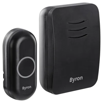 Productafbeelding van Byron Gong DBY-21131 Draadloze Deurbelset - Draagbare Deurbel - Bereik Tot 100 Meter - Weersbestendige Beldrukker Voor Buiten - Werkt Op 3 x AA Batterijen - Zwart