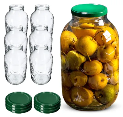 Produktbild von KADAX Weckgläser 5l, Einmachglas zum Einlegen, Einkochgläser für Schraubdeckel, Sturzglas, Marmeladenglas, Vorratsglas, Konservenglas, Rundgläser (Grün, 6 Stück)