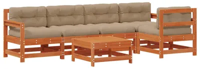 Obrázok produktu pre Záhradný lounge set 6 pcs Voskovo hnedá Borovicový masív