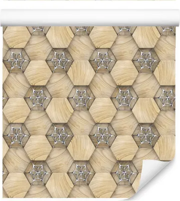 Obrázok produktu pre 10 m VLIES WALLPAPER rolka geometria mozaika vzhľad dreva 3D efekt XXL