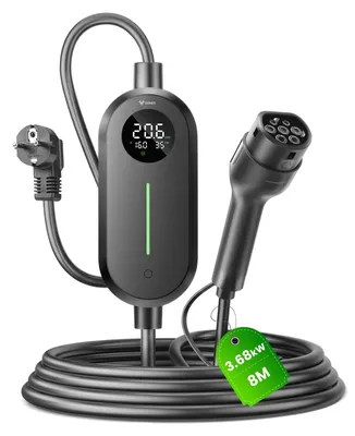 Produktbild von Typ 2 Ladekabel Schuko 3,68 kW, 6–16A, 8m, IP66 Wasserdicht für EVs & PHEVs – 3,68kW