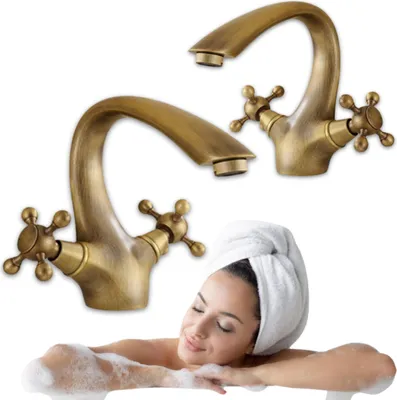Produktbild von Silla | Waschtischarmatur - Gold Matt - Retro - Spültischarmatur - 16,5 cm Höhe - Messing - Druckarmatur