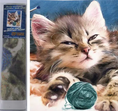 Obrázek produktu pro Norimpex Diamantové malování Kotě s klubíčkem 30x40cm