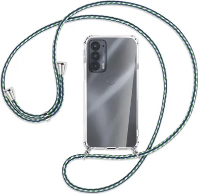 Produktbild von Handykette Backcover-Schutzhülle mit Band (Metall silberfarben) für Motorola Edge 20 - grün/blau/weiß
