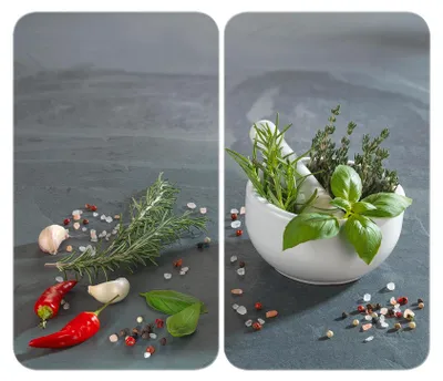 Produktbild von Herdabdeckplatte Universal Kräuterküche, Glas, 30 x 52 cm, 2-teilig