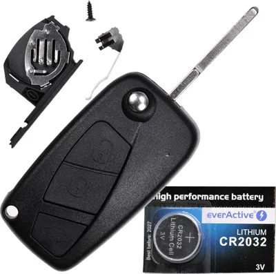 Produktbild von Auto Klapp Schlüssel Funk Fernbedienung 1x Gehäuse 3 Tasten + 1x Rohling HU100 + 1x CR2032 Batterie kompatibel mit FIAT Citroen Peugeot Iveco Lancia