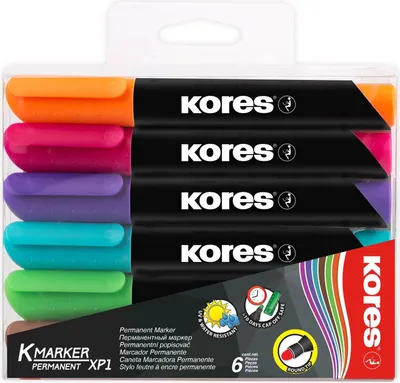 Produktbild von Permanentmarker XP1 3mm Rundspitze Set mit 6 Farben Packung mit 9 Stück
