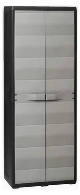 Produktbild von Gartenschrank mit 3 Böden in Schwarz und Grau für den Außenbereich