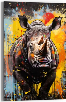 Produktbild von DEQOART Glasbild Echtglas 40x60 cm 'Wilde Farbexplosion' Wandbild Bild modern Deko