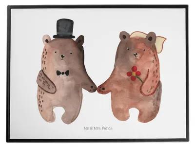 Produktbild von Mr. & Mrs. Panda Schreibtischauflage Bär Heirat - Weiß - Geschenk, Schreibunterlage, tischschutz, schreibtischunterlagen, bastelunterlagen, schreibtischunterlage, Teddy