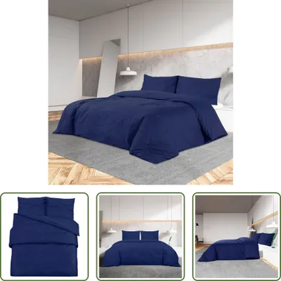 Produktbild von The Living Store Bettwäsche-Set Marineblau 140x200 cm Leichte Mikrofaser