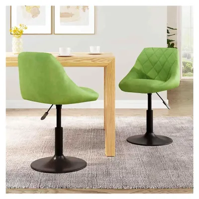 Produktbild von Esszimmerstühle 2er Set, Drehbar, Hellgrün Samtbezug, Höhenverstellbar, Modernes Design, Stabile Stahlbasis