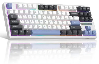 Produktbild von Tri-Mode Mechanische Tastatur 87 Tasten, RGB, Hot-Swap, 8000mAh Akku, Bluetooth/2.4G/USB, Gasket Mount, Gaming-Tastatur, Leise Gaming Keyboard