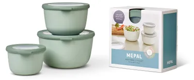 Zdjęcie produktu dla MEPAL 106231094700 MEPAL Frischhaltedosen-Set Cirqula 8,5/10,0/11,5 cm hoch nordic sage 0,5/1,0/2,0 l, 1 Set