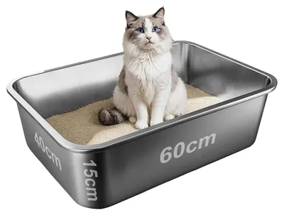 Immagine prodotto di Lettiera per gatti di grandi dimensioni, in acciaio inossidabile, senza coperchio