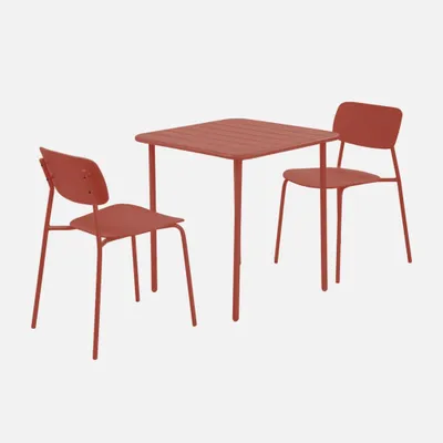 Produktbild von sweeek - Gartentisch aus Stahl + 2 Stühle - Terrakotta